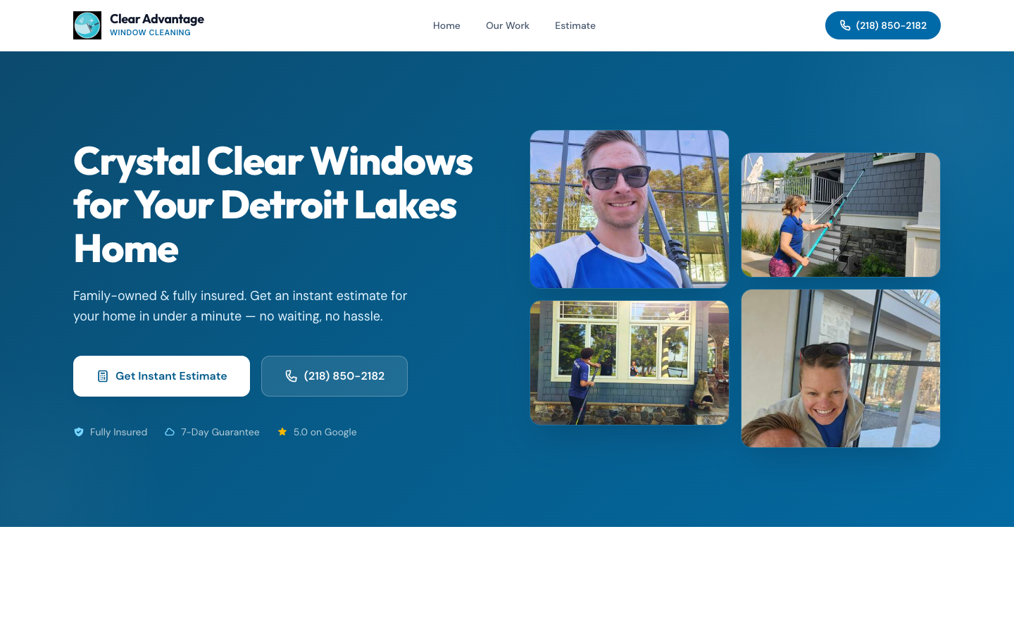 Clear Advantage Window Cleaning — redesigned by Lake Country Web